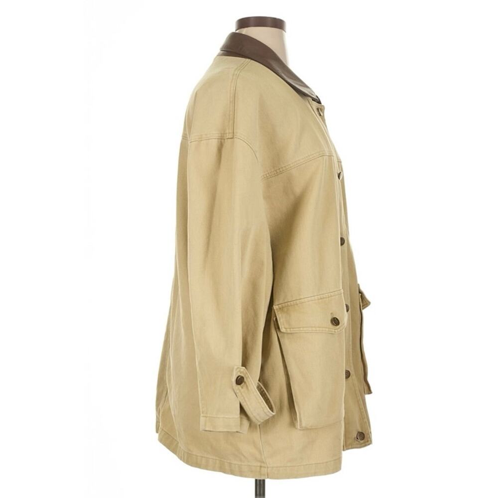 Pilcro Anthropologie Barn Jacket – XL – Tan w/ Faux Leather Collar - Picture 8 of 12
